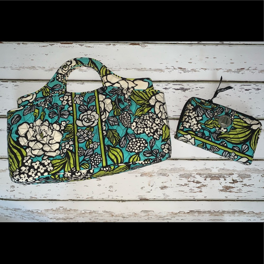 Vera Bradley Island Bloom Abby Purse & Turn Lock Wallet